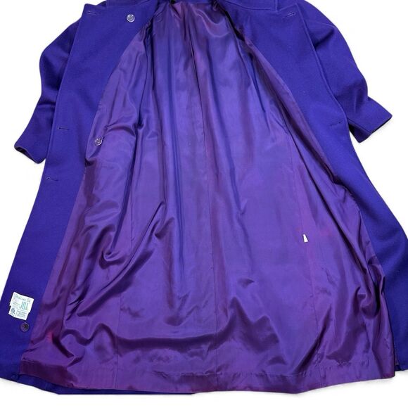 Fashions by Jill Vtg 80s Purple Double breasted 100% Wool Coat Lined Small USA - Picture 5 of 14